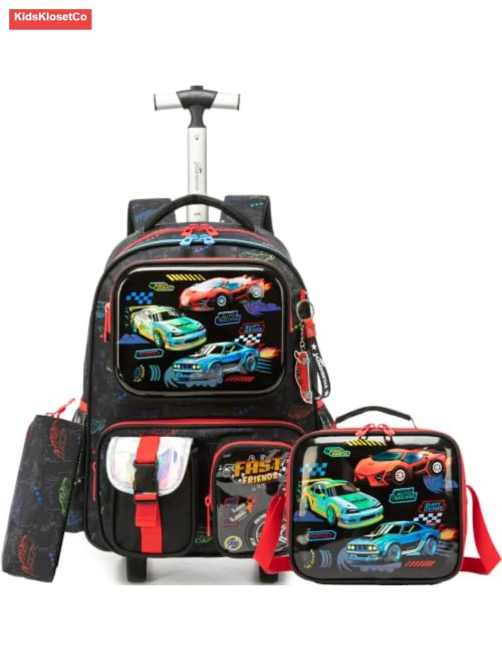 Kids Rolling Backpack with Wheels for Boys Girls, Lunch Bag & Pencil Case,
